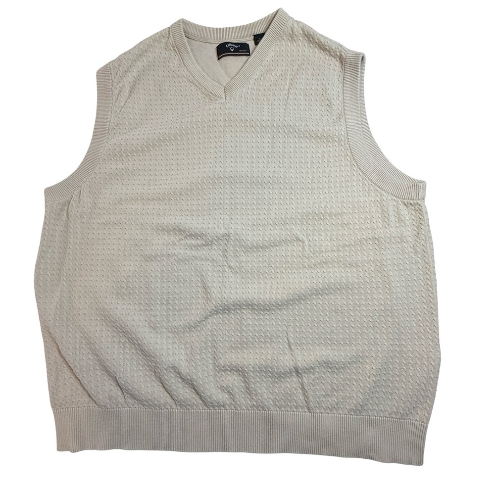 Callaway Men's V-Neck Cream Golf Sweater Vest